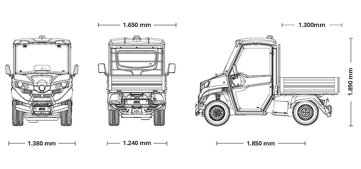 Dimensiones pequeno pickup electrico ATX310E