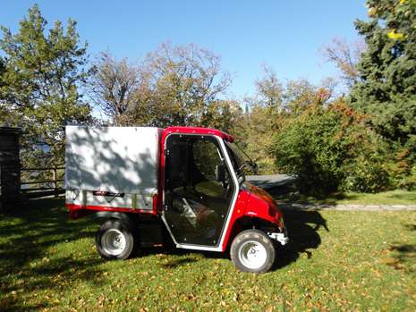 Camioneta electrica con neumaticos para hierba