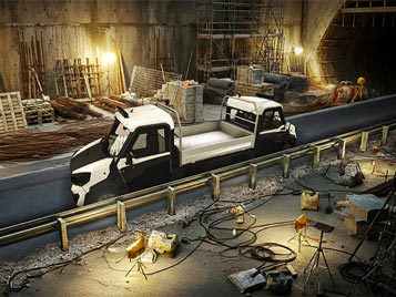 Véhicule électrique pour tunnel deux tetes